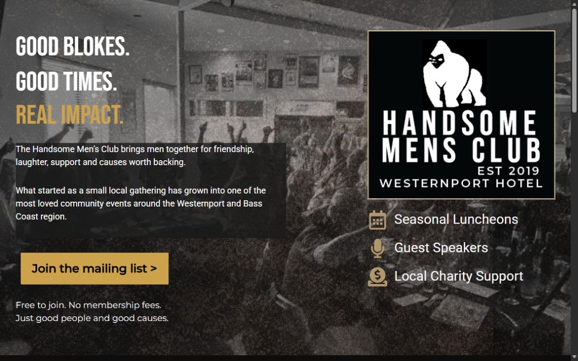 Handsome Men's Club website homepage