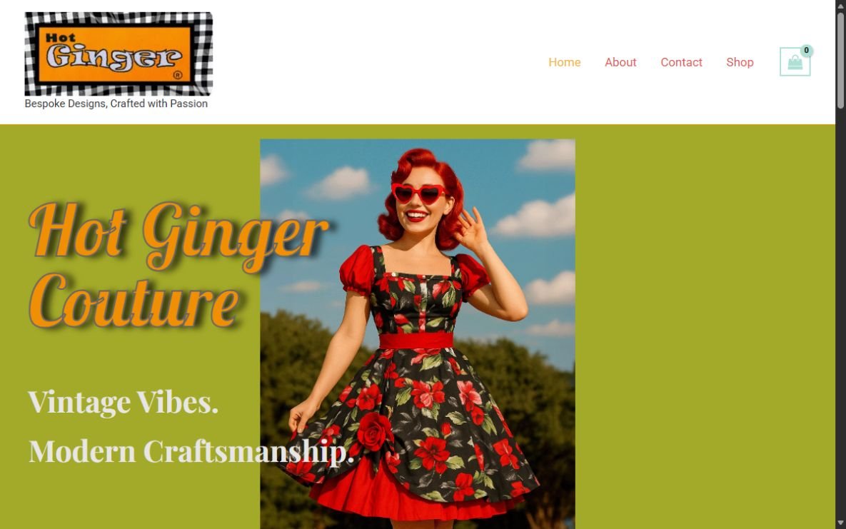 Hot Ginger Couture website homepage