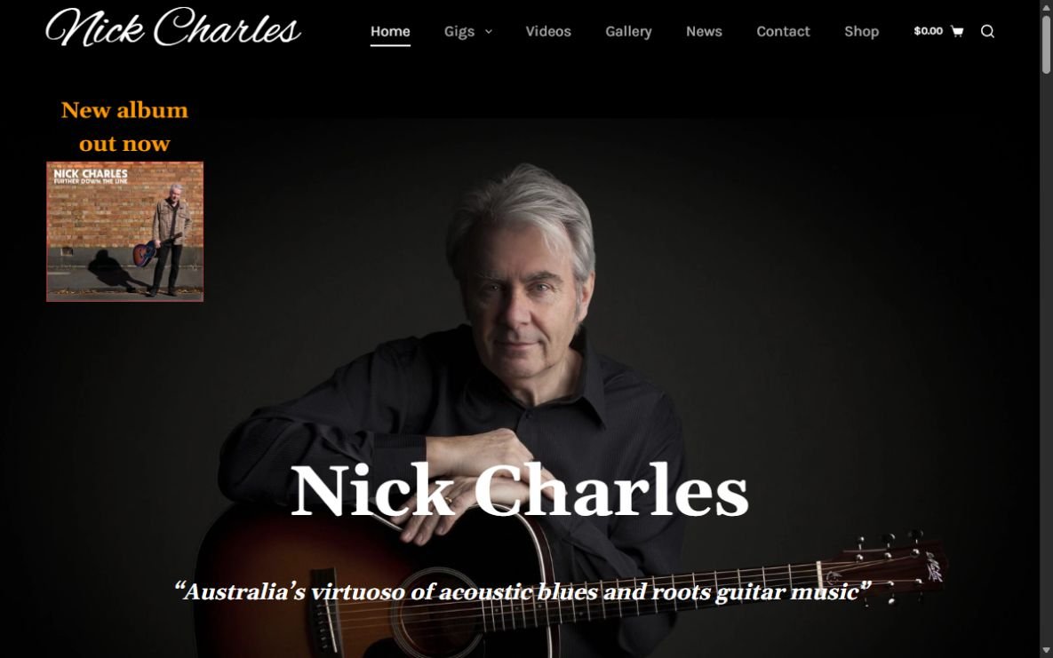 Nick Charles guitar website homepage
