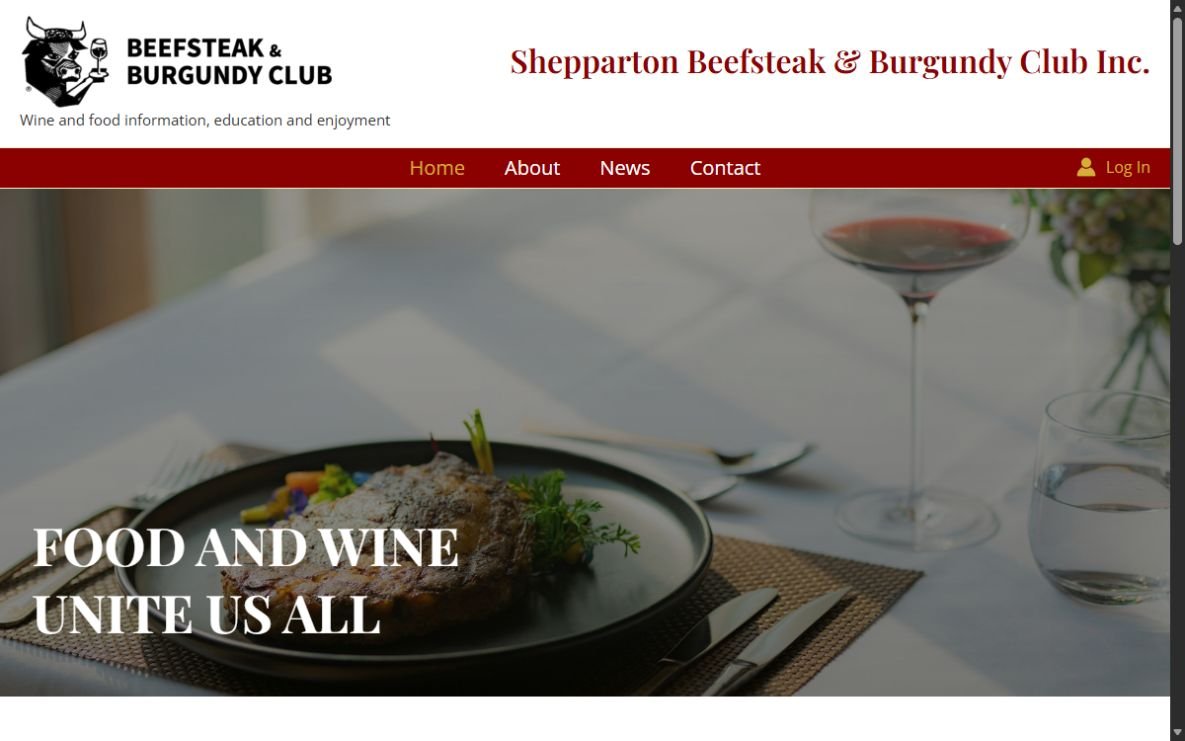 Shepparton Beefsteak and Burgundy Club website homepage